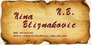 Nina Bliznaković vizit kartica